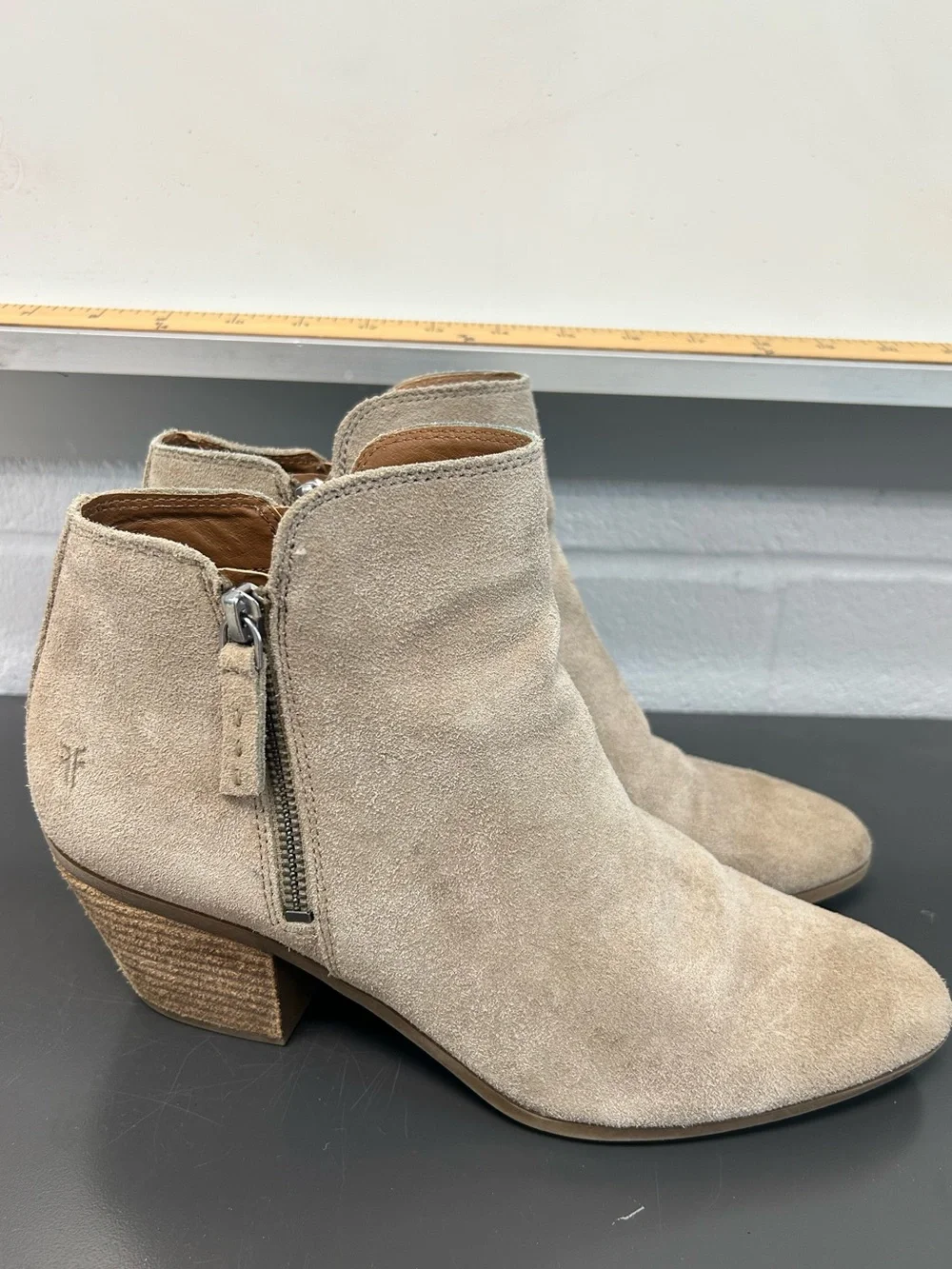Frye Ash Judith Suede Ankle Booties in Light Beige 10